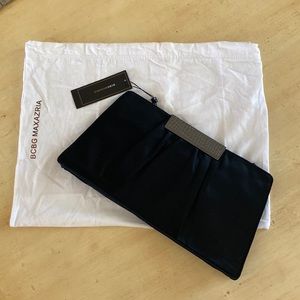 NWT Bcbg MaxAzria gusset pleated clutch black